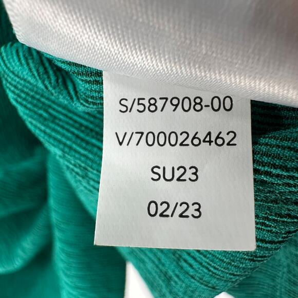 Athleta Echo Short Sleeve Button-Up Blouse Med Green Quick Dry Performance Top - Picture 11 of 12